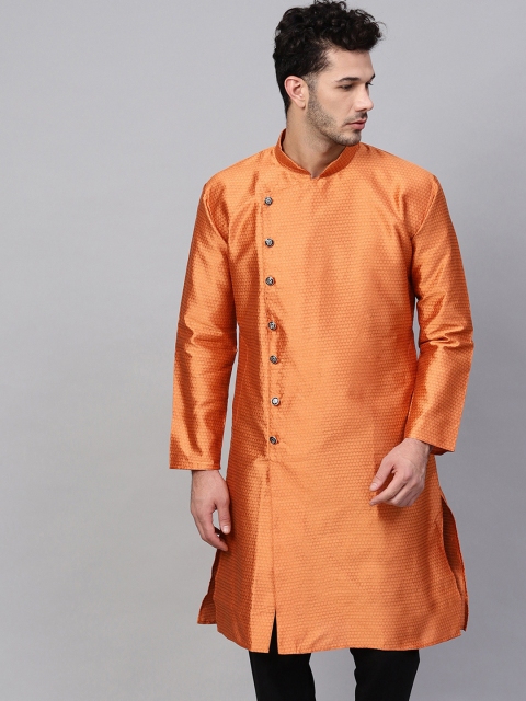

SOJANYA Men Peach-Coloured Printed Straight Kurta