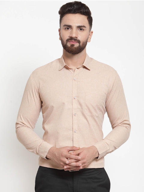 JAINISH Men Brown Classic Slim Fit Solid Formal Shirt