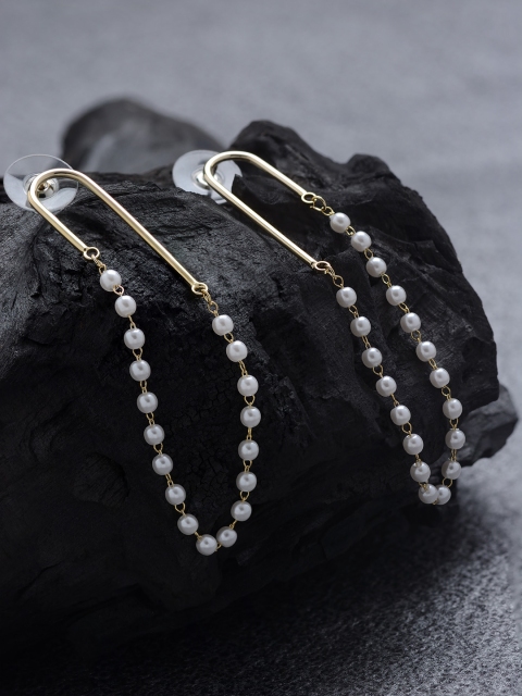

E2O Women White Gold-Plated Contemporary Drop Earrings