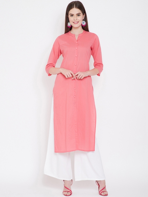 

Prakhya Women Pink Solid Straight Kurta