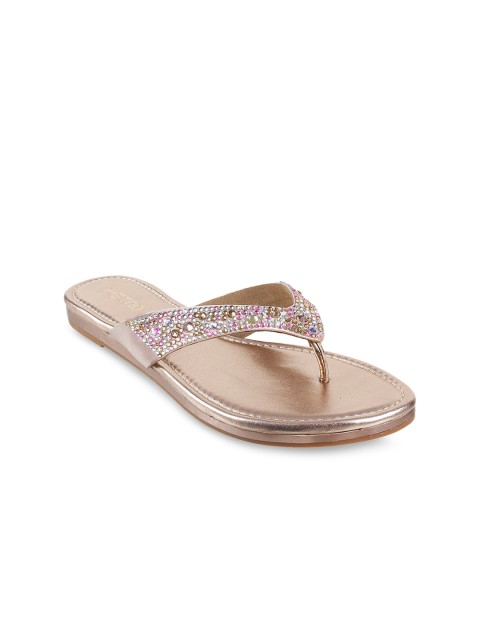 

Metro Women Gold-Toned Solid Open Toe Flats