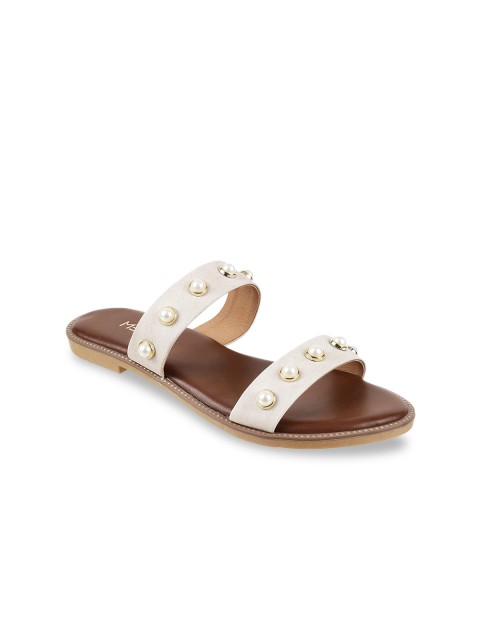 

Metro Women Beige Solid Open Toe Flats