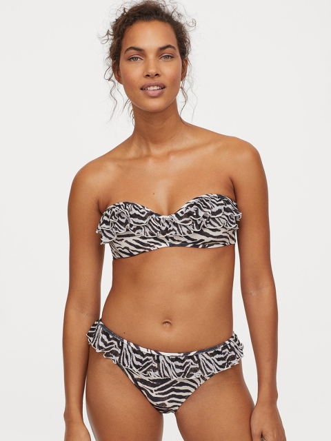 

H&M Women Black & White Printed Bandeau Bikini Top