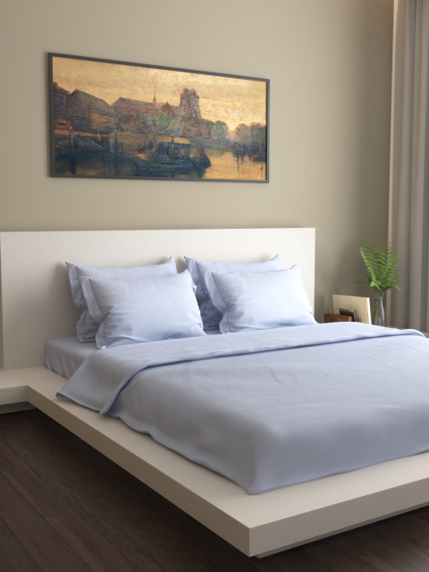 

MARK HOME Blue Solid AC Room Bedding Set