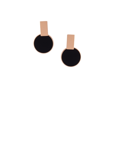 

E2O Black & Gold-Plated Contemporary Drop Earrings