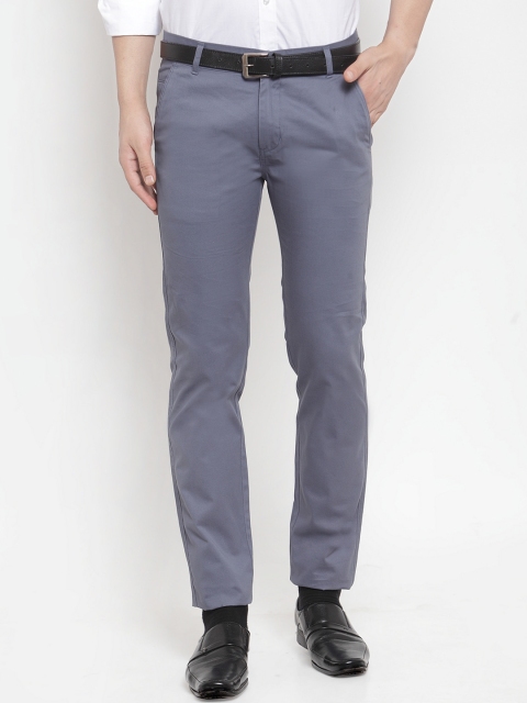 

Hancock Men Grey Slim Fit Solid Formal Trousers