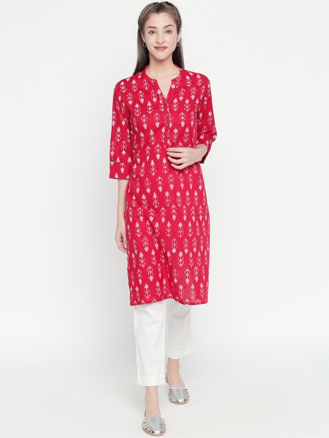 

RANGMANCH BY PANTALOONS Women Red & Grey Printed A-Line Kurta