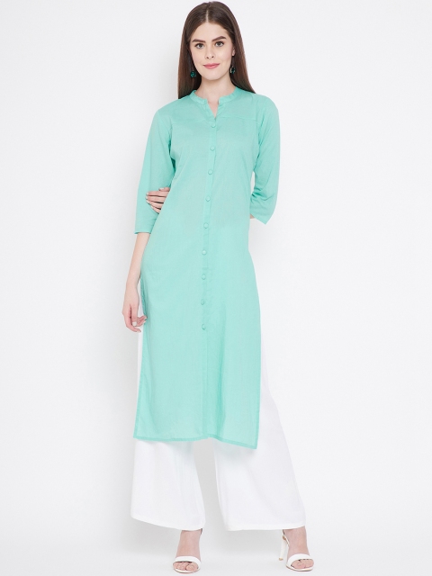 

Prakhya Women Turquoise Blue Solid Straight Kurta