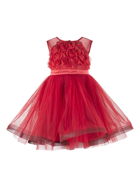 

Toy Balloon kids Girls Red Self Design Fit and Flare Dress