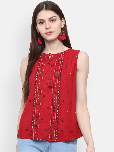 

People Women Red Printed A-Line Top