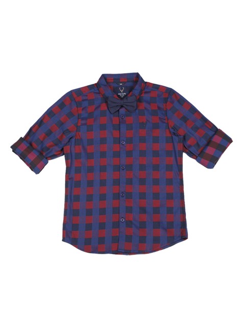 

Allen Solly Junior Boys Navy Blue & Red Regular Fit Checked Party Shirt