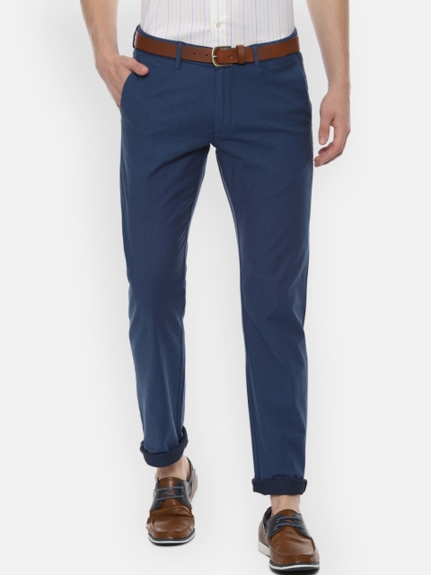

Allen Solly Men Navy Blue Slim Fit Self Design Chinos