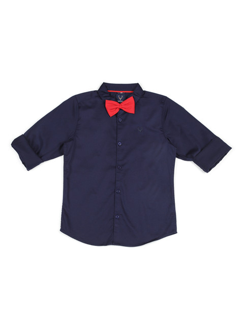 

Allen Solly Junior Boys Navy Blue Regular Fit Solid Party Shirt