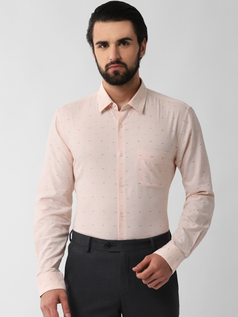 

Peter England Men Pink Regular Fit Self Design Formal Shirt
