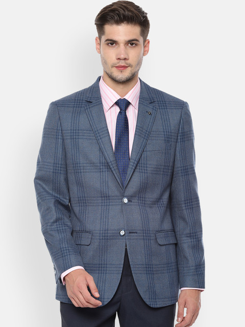

Van Heusen Men Blue Checked Slim-Fit Blazers