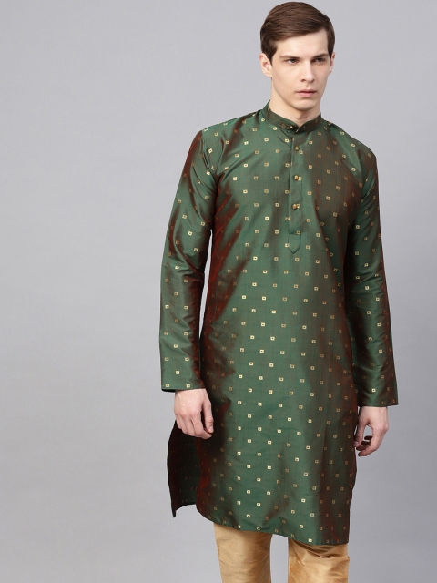 

SOJANYA Men Green Woven Design Straight Kurta