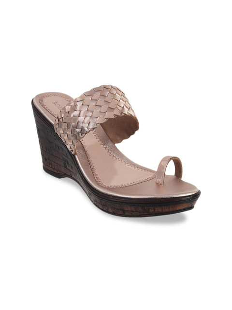 

SOLE HEAD Women Rose Gold Woven Design Heels