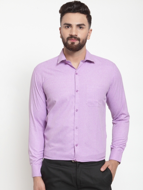 JAINISH Men Purple Classic Slim Fit Solid Formal Shirt
