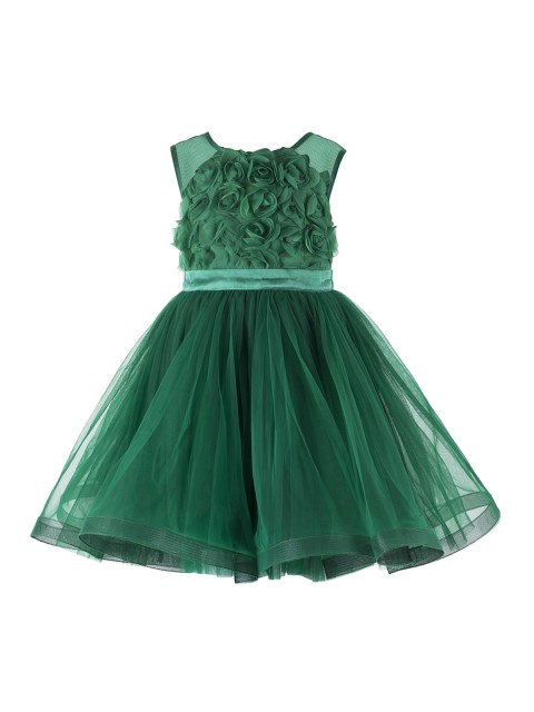 

Toy Balloon kids Girls Green Solid Fit and Flare Dress