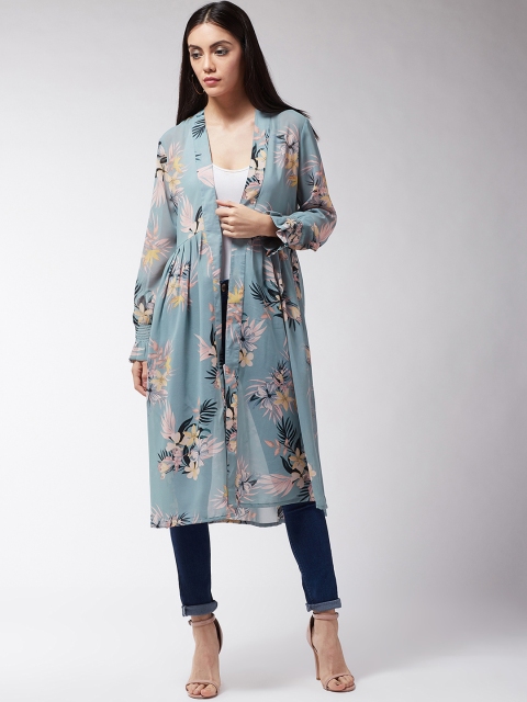 

MAGRE Women Blue Printed Open Front Shrug
