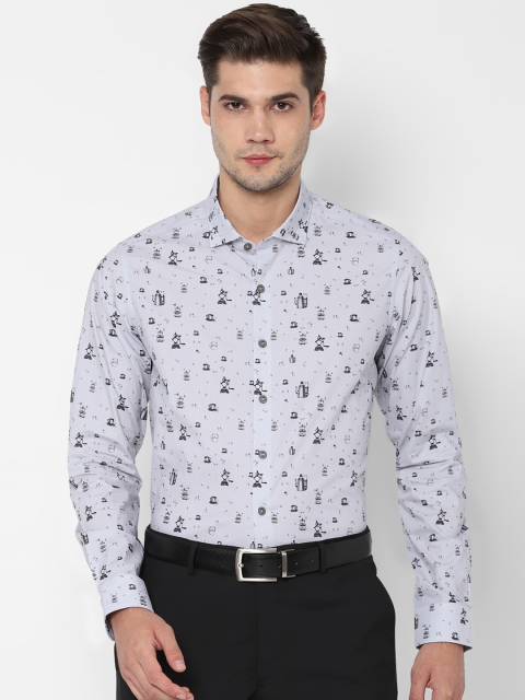

SIMON CARTER LONDON Men Grey Slim Fit Printed Formal Shirt