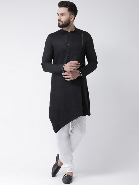 

I Know Men Black Solid Asymmetric Straight Kurta