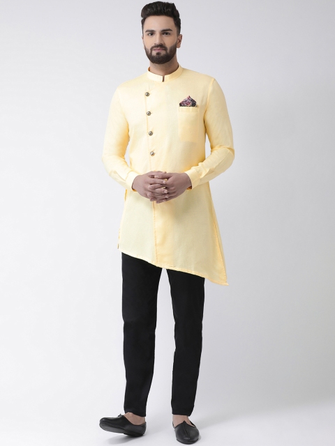 

I Know Men Cream-Coloured & Black Solid Kurta with Trousers