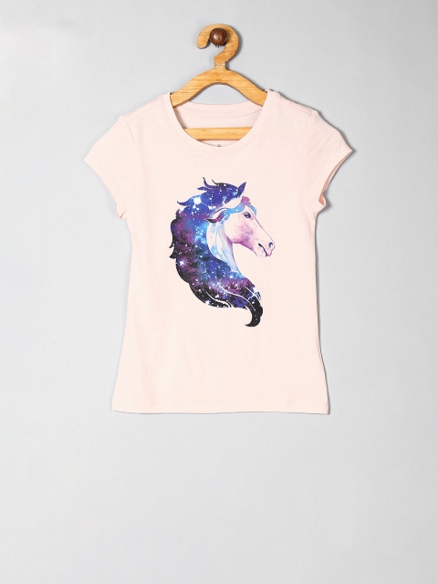 

GAP Girls Pink Printed Round Neck T-shirt