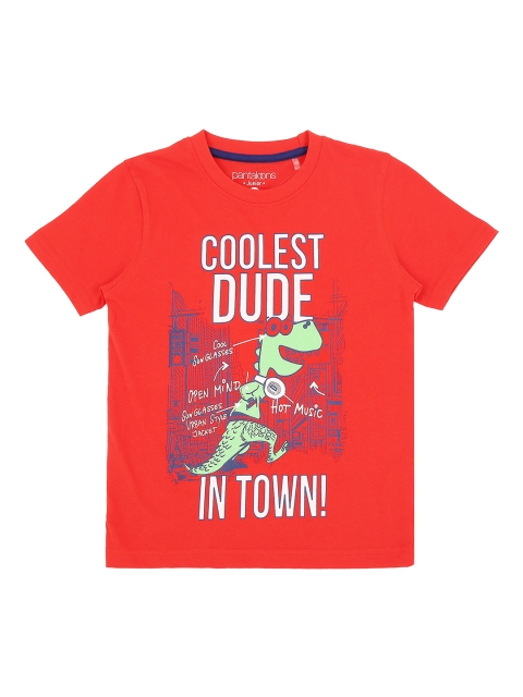 

Pantaloons Junior Boys Red & White Printed Round Neck T-shirt