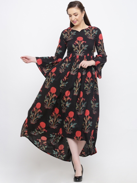 

Indian Virasat Women Printed Black Fit and Flare Ethnic Dress
