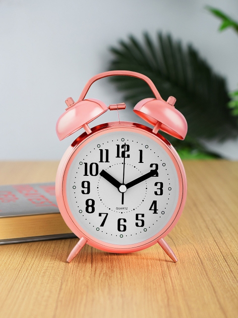 

Archies Peach-Coloured Round Textured Analogue Alarm Clock