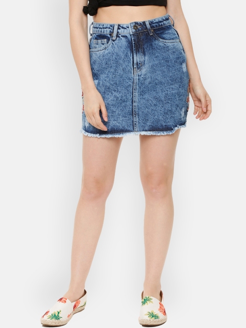 

People Women Blue Solid Skirt