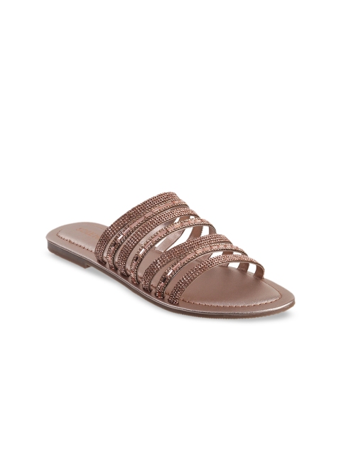 

SOLE HEAD Women Copper-Toned Embellished Open Toe Flats
