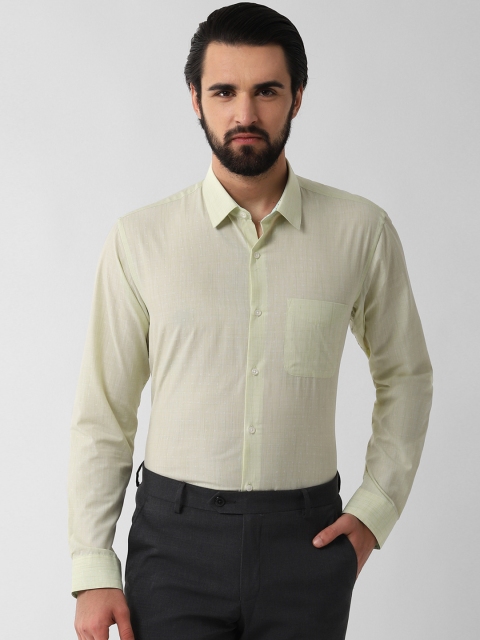 

Peter England Men Green Regular Fit Self Design Formal Shirt