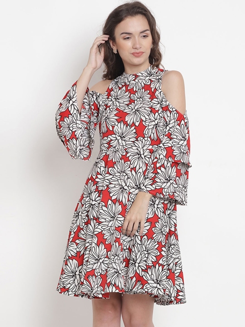 

Abiti Bella Women Red Floral Print Fit and Flare Dress