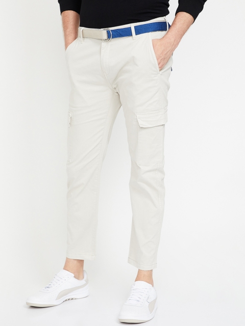 

Bossini Men Off-White Tapered Fit Solid Cargos
