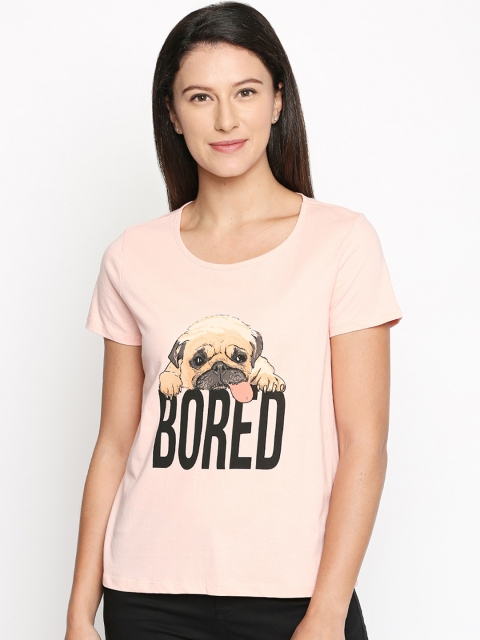 

Honey by Pantaloons Women Pink Printed Round Neck T-shirt