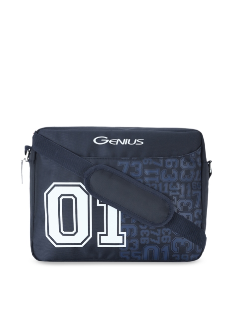 

Genius Unisex Blue Printed 12 inches Small Messenger Bag