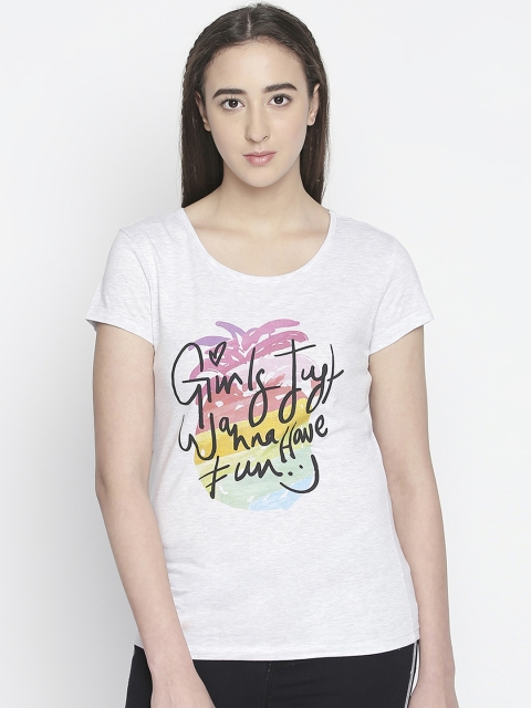 

Honey by Pantaloons Women Grey Printed Round Neck T-shirt