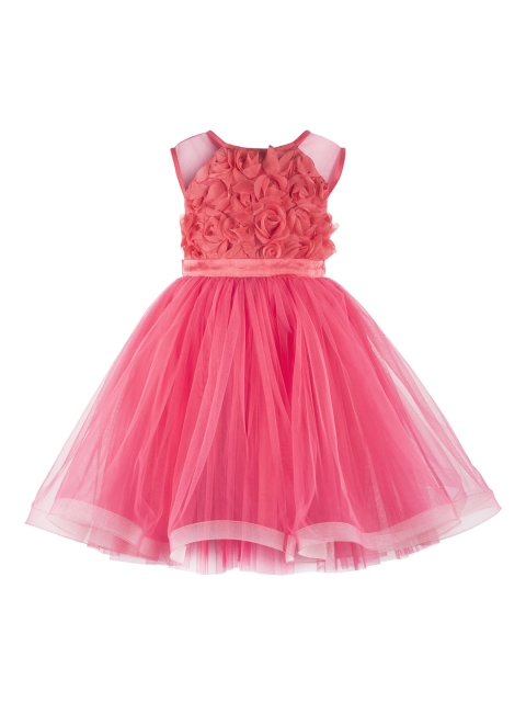 

Toy Balloon kids Girls Solid Coral Pink Fit and Flare Dress