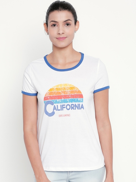 

Honey by Pantaloons Women White Printed Round Neck T-shirt