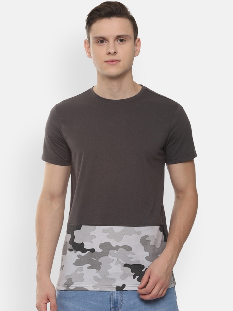 

People Men Grey Printed Round Neck T-shirt