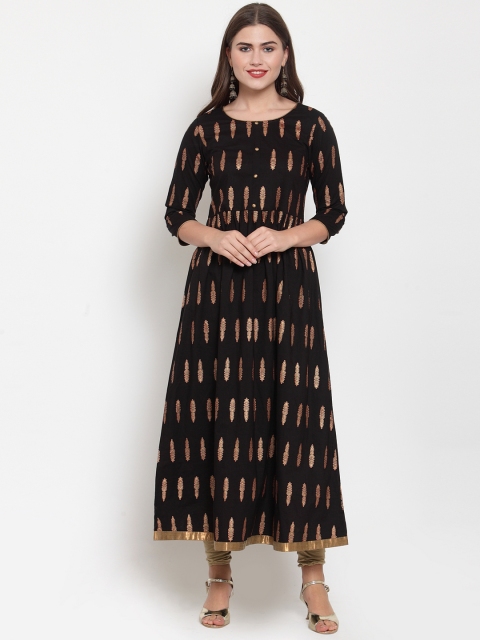 

Kiaasa Women Black Printed Anarkali Kurta