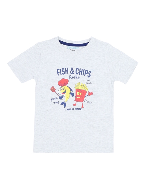 

Pantaloons Junior Boys Grey & Blue Printed Round Neck T-shirt