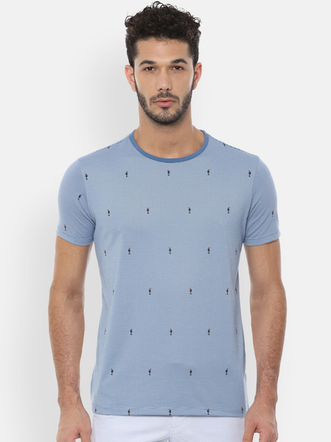 

Allen Solly Men Blue Printed Round Neck Slim Fit T-shirt