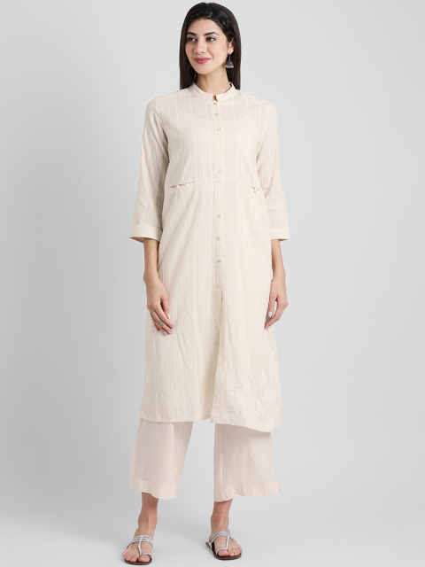

Aayna Women Off-White Embroidered Kurta with Palazzos