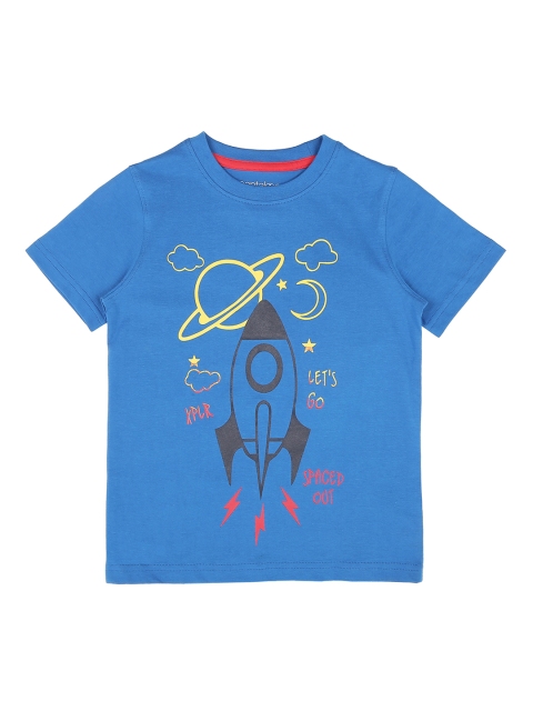 

Pantaloons Junior Boys Blue Printed Round Neck Pure Cotton T-shirt