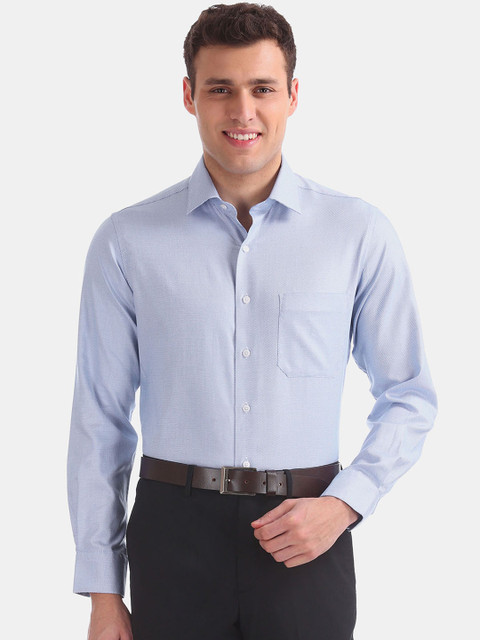 

Arrow Men Blue Regular Fit Self Design Formal Shirt