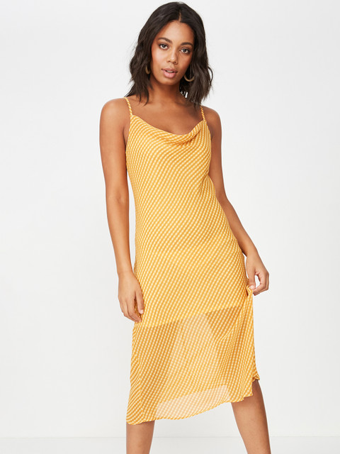 

COTTON ON Women Checked Yellow Sheath Dress