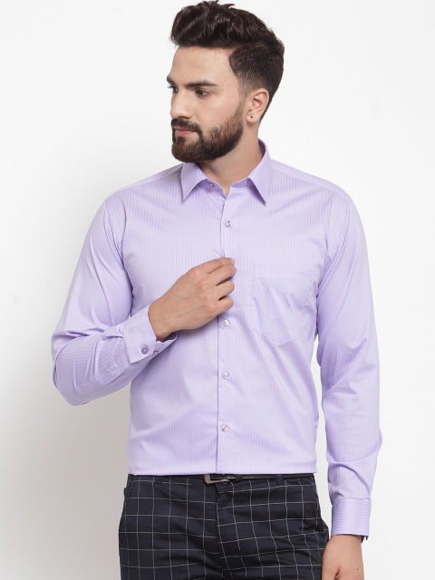 

Hancock Men Lavender Sport Slim Fit Striped Formal Shirt